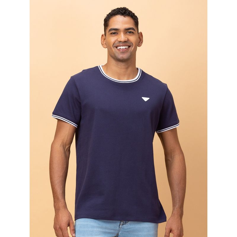 Being Human Garments Men's Crew Neck Mid Night Blue T-Shirt (L)
