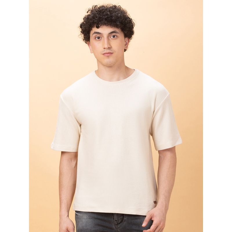 Being Human Garments Men's Crew Neck Chalk Cream T-Shirt (L)
