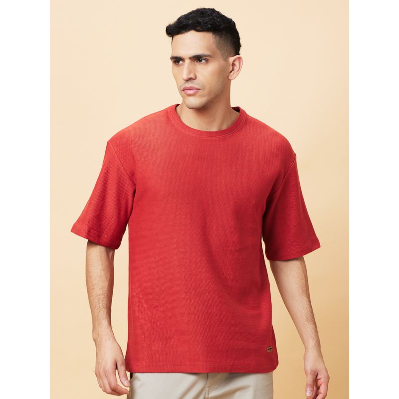 Being Human Garments Men's Crew Neck Rust T-Shirt (L)