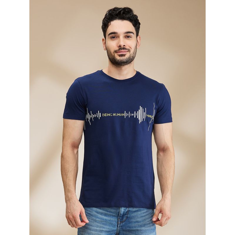 Being Human Garments Men's Crew Neck Navy Blue T-Shirt (S)