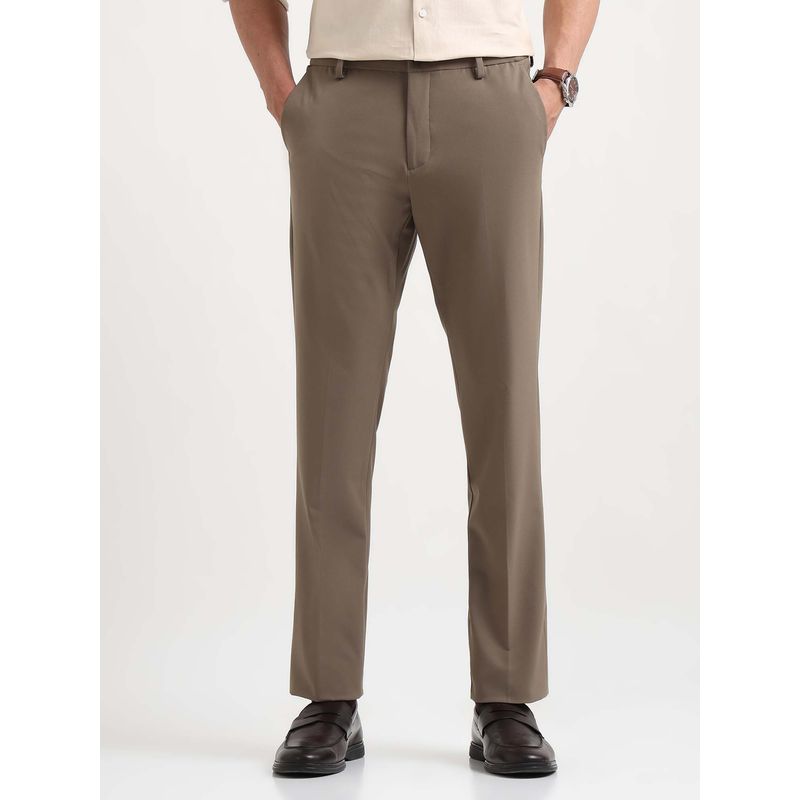 Arrow Newyork Men Brown Mid Rise Solid Trouser (38)