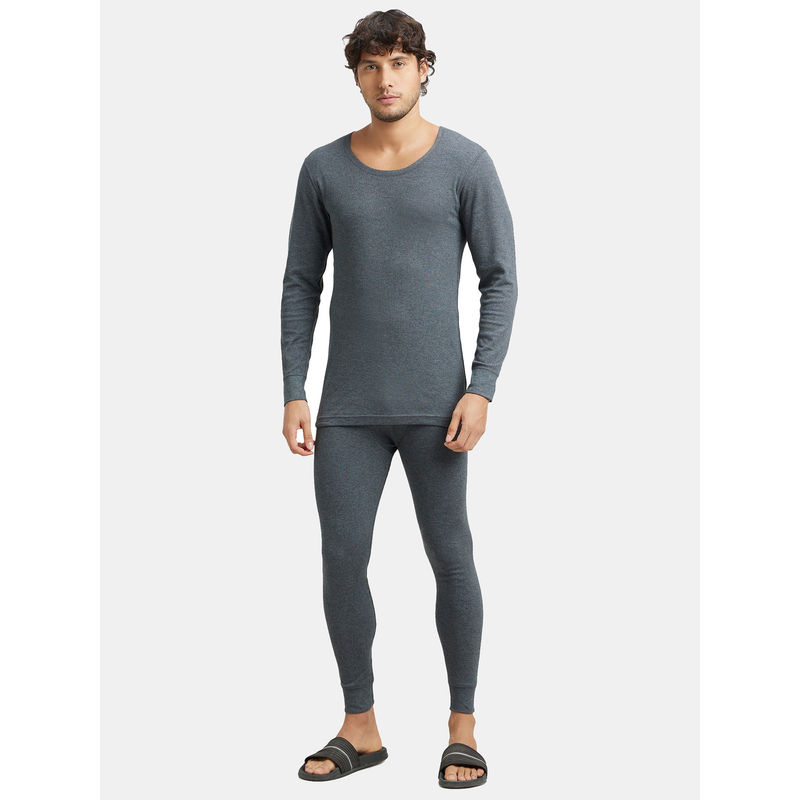 Jockey 2404 Men Extra Warmth Combed Cotton Rich Full Sleeve Thermal Set-Charcoal Mel (L)