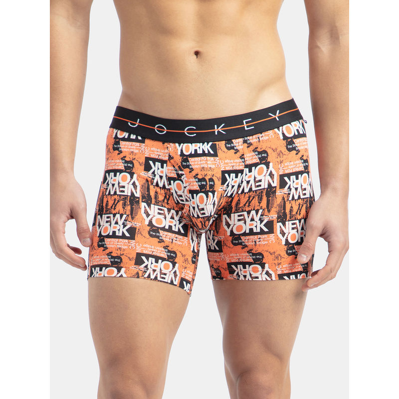 Jockey NY03 Men Super Combed Cotton Elastane Printed Boxer Brief - Flamingo (M)