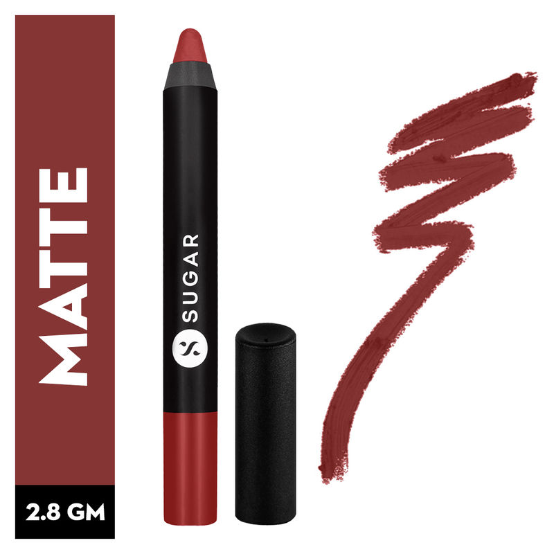 SUGAR Matte As Hell Crayon Lipstick With Free Sharpener - 08 Jackie Brown (Reddish Brown)