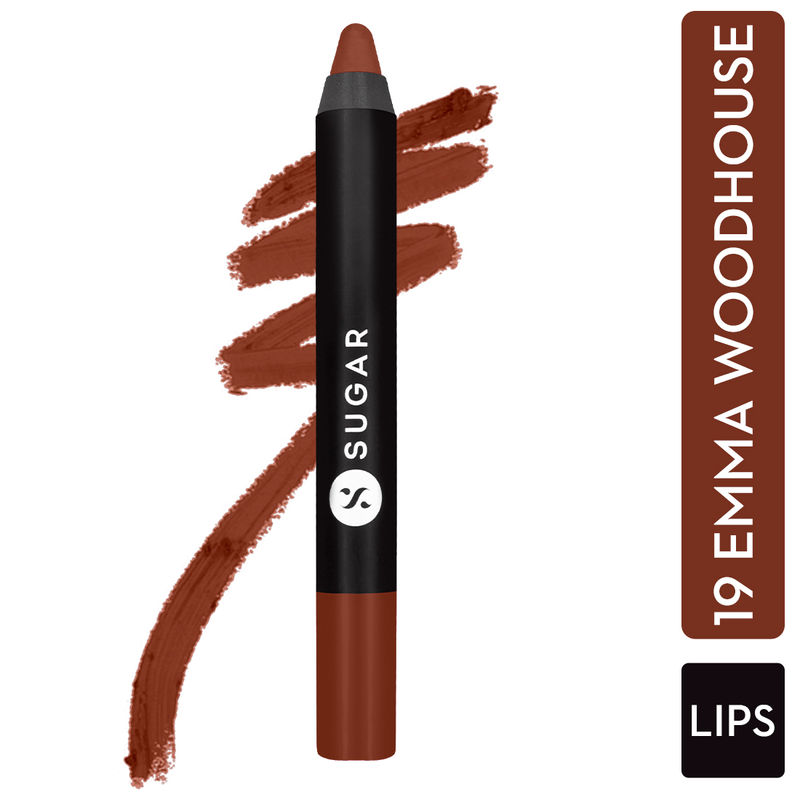 SUGAR Matte As Hell Crayon Lipstick With Free Sharpener - 19 Emma Woodhouse (Earthy Brown)