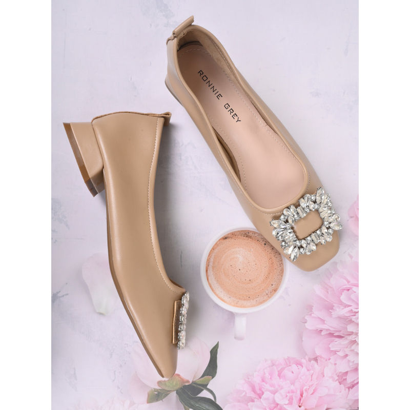 Ronnie Grey Women Beige Solid Ballerinas (EURO 40)
