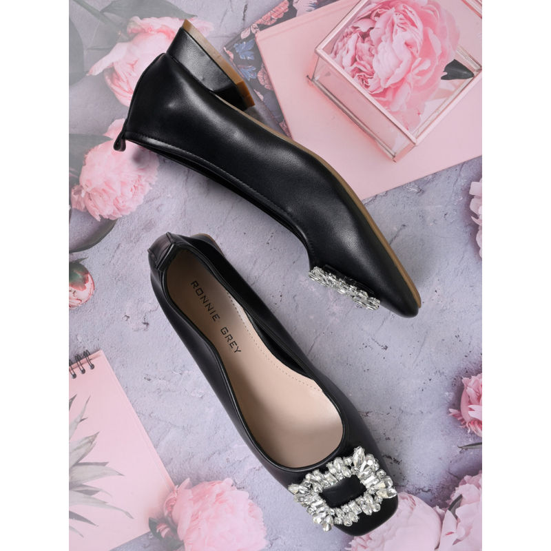Ronnie Grey Women Black Solid Ballerinas (EURO 36)