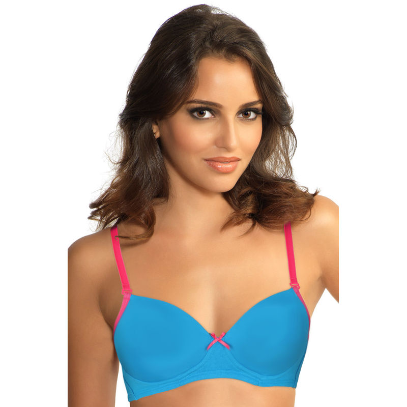 Amante Padded Non-Wired T-Shirt Bra With Detachable Straps - Blue (36B)