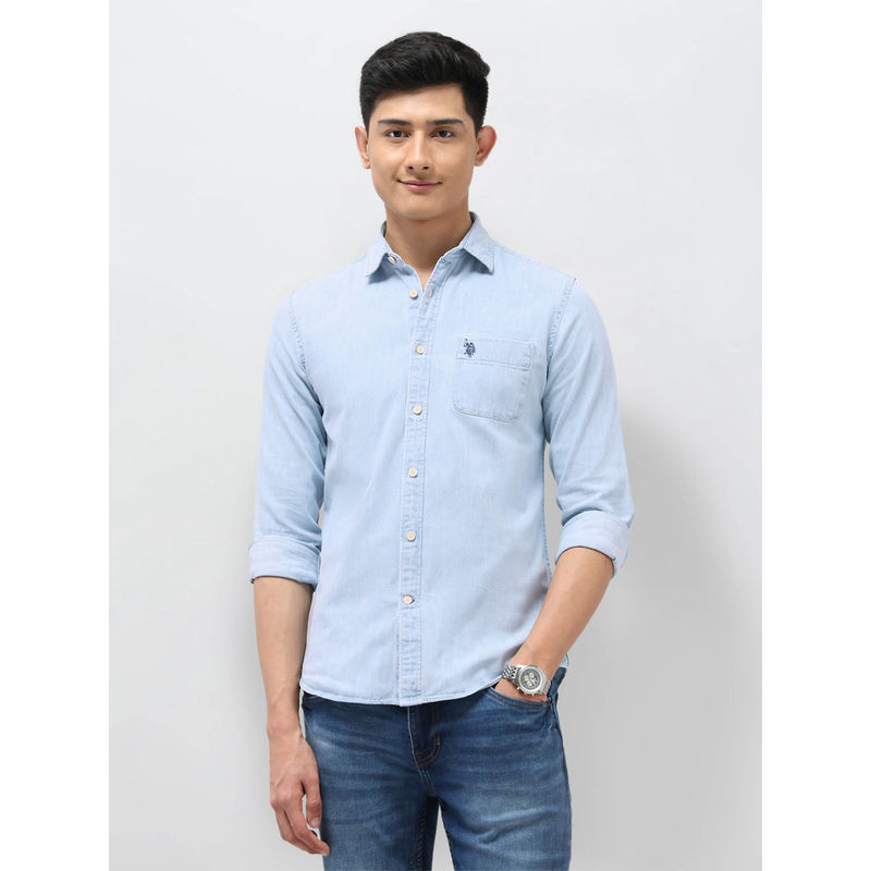 U.S. Polo Assn. Denim Co. Men Twill Pure Cotton Shirt (44)