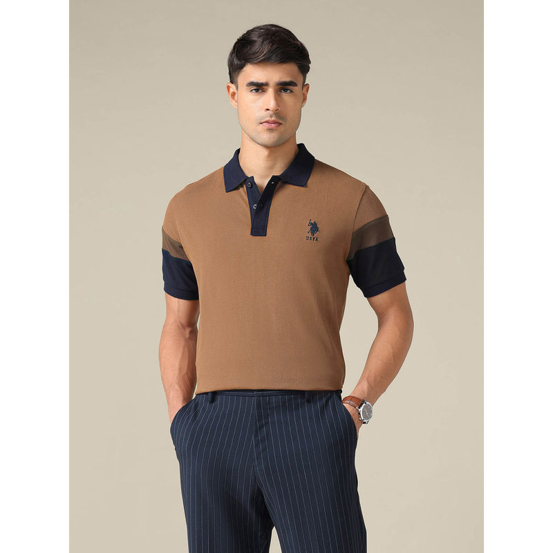 U.S. POLO ASSN. U.S.Polo Association Men Solid Regular Fit Polo Shirt (L)