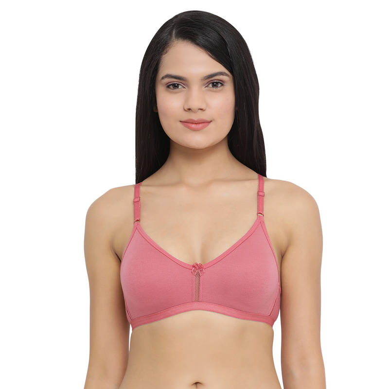 Clovia Cotton Rich Solid Non-Padded Full Cup Wire Free Everyday Bra - Dark Pink (36C)