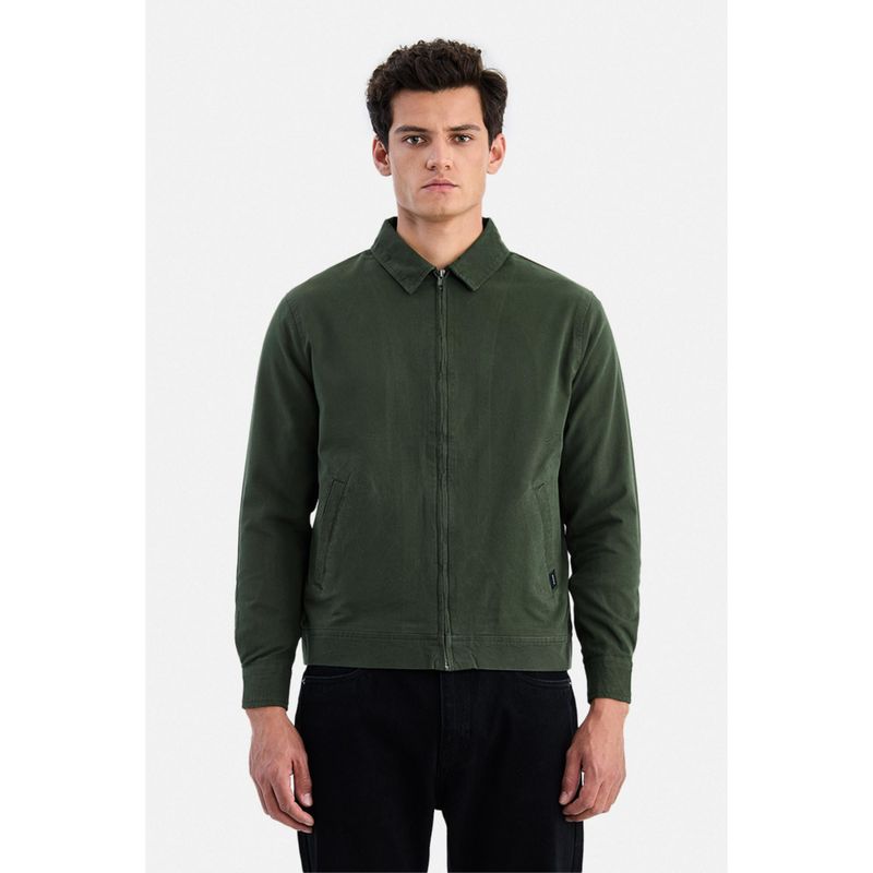 Snitch Olive Washed Full Sleeves Regular Casual Jacket for Men (M)