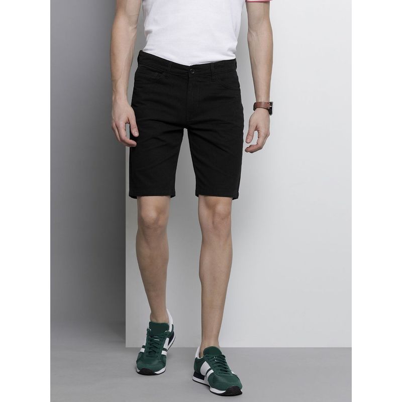 The Indian Garage Co Men Black Slim Fit Solid Mid-Rise Shorts (32)