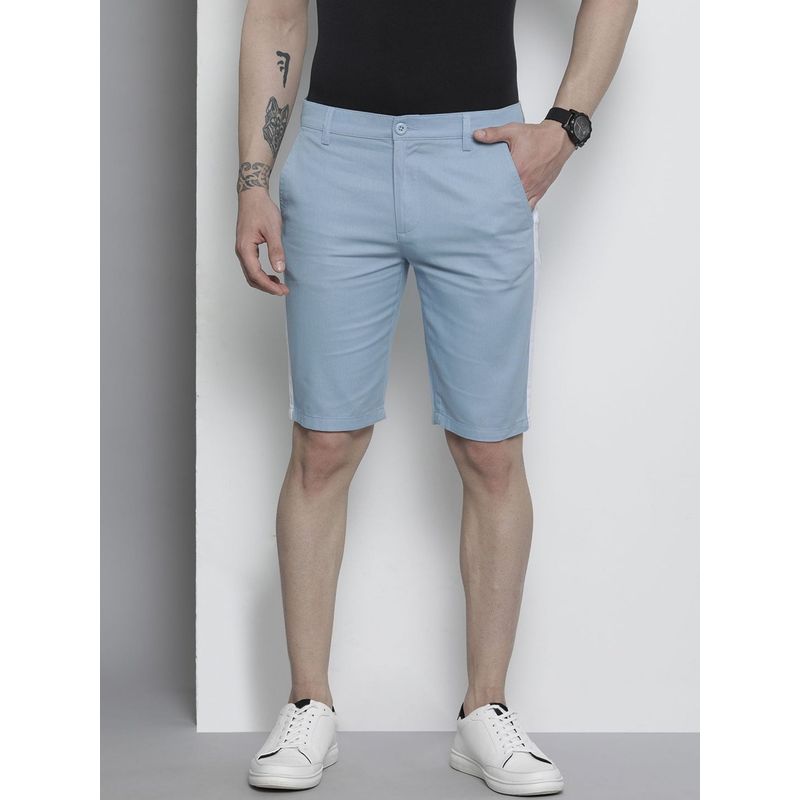 The Indian Garage Co Men Blue Slim Fit Solid Mid-Rise Shorts (34)