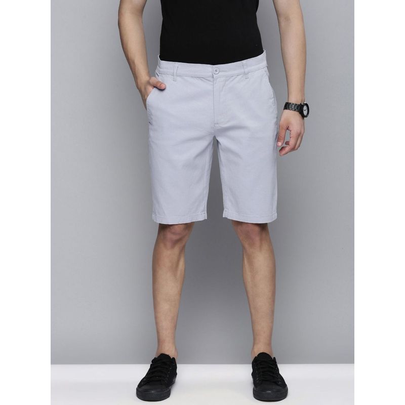 The Indian Garage Co Men Blue Slim Fit Solid Mid-Rise Shorts (34)