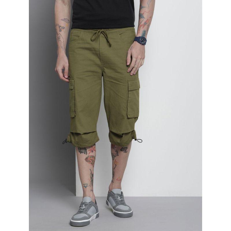 The Indian Garage Co Men Green Relaxed Fit Solid Mid-Rise Shorts (30)