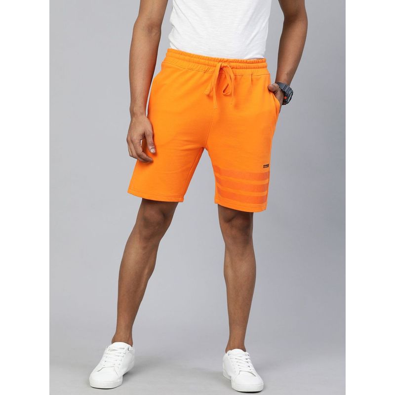 The Indian Garage Co Men Orange Slim Fit Solid Mid-Rise Shorts (M)