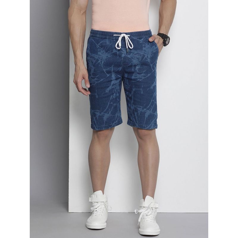 The Indian Garage Co Men Blue Regular Fit Printed Mid-Rise Shorts (28)