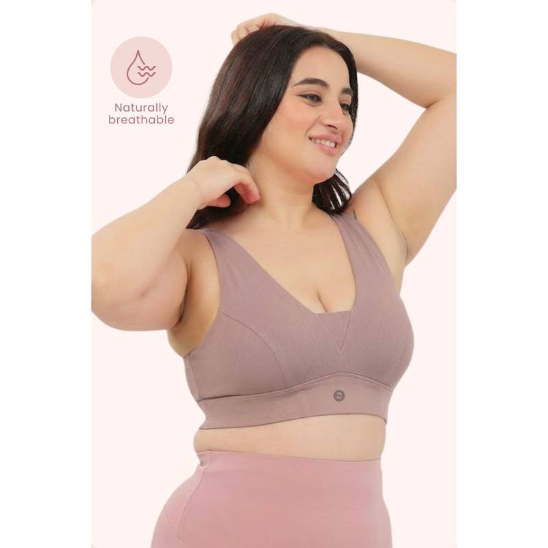 Zelena Cotton Maternity Nursing Bra Wirefree Full Coverage Feeding Bra Dark Skin (4XL)