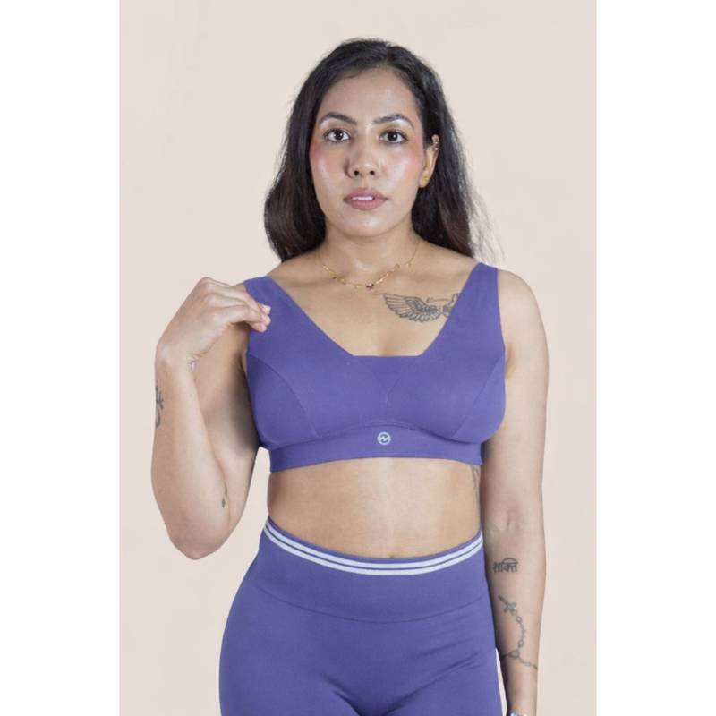 Zelena Maternity Nursing Bra Modal Feeding Bra with Adjustable Straps Royal Blue (S)