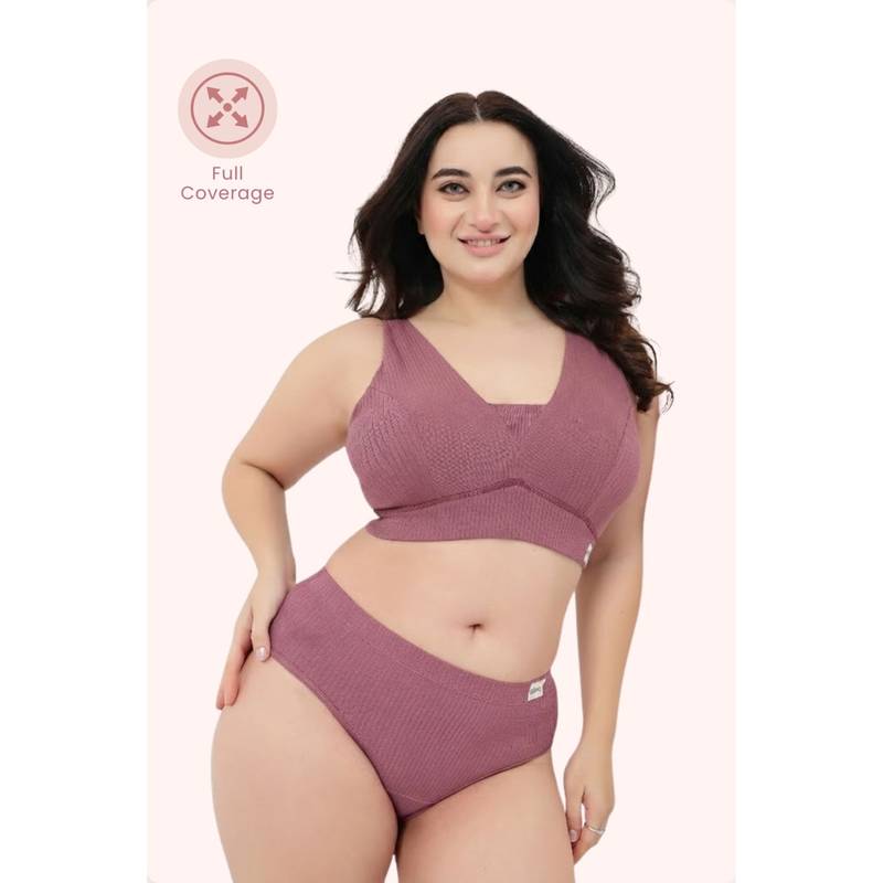Zelena Fixed Padded Maternity and Nursing Bra Cotton Ribbed Wirefree Bra Blush (S)