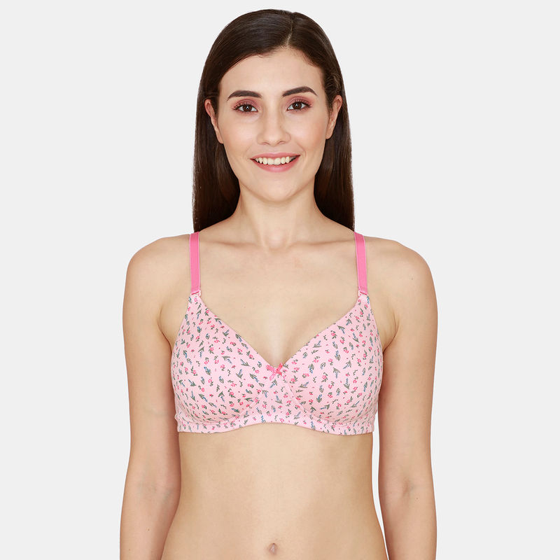 Zivame Everyday Padded Non-Wired 3/4th Coverage T-Shirt Bra - Pink (34C)