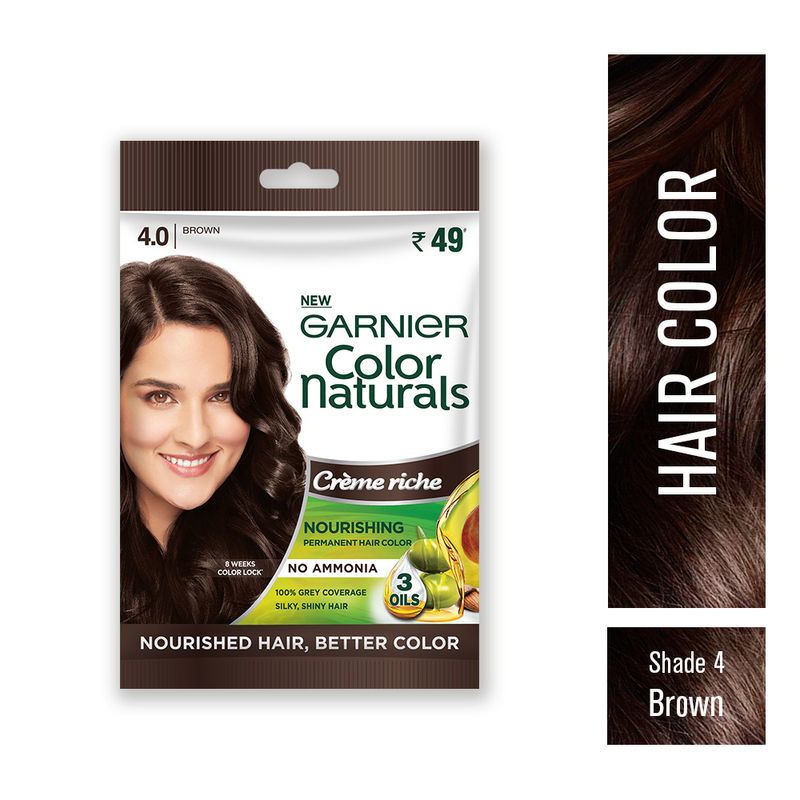 Garnier Color Naturals Creme Riche Sachet - Shade 4 Brown: Buy Garnier Color  Naturals Creme Riche Sachet - Shade 4 Brown Online at Best Price in India |  NykaaMan