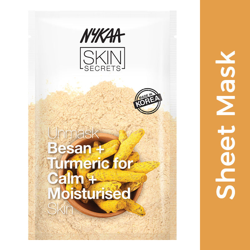 Nykaa Skin Secrets Indian Rituals Besan + Turmeric Sheet Mask For Calm & Moisturised Skin