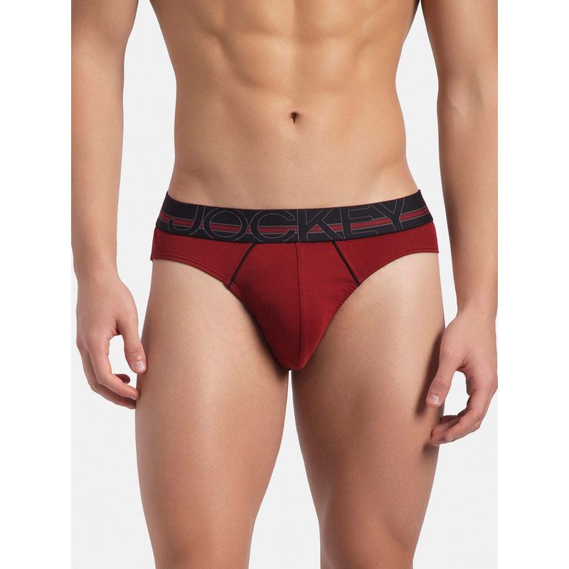 Jockey US17 Men Super Combed Cotton Rib Solid Brief - Sundried Tomato (XL)