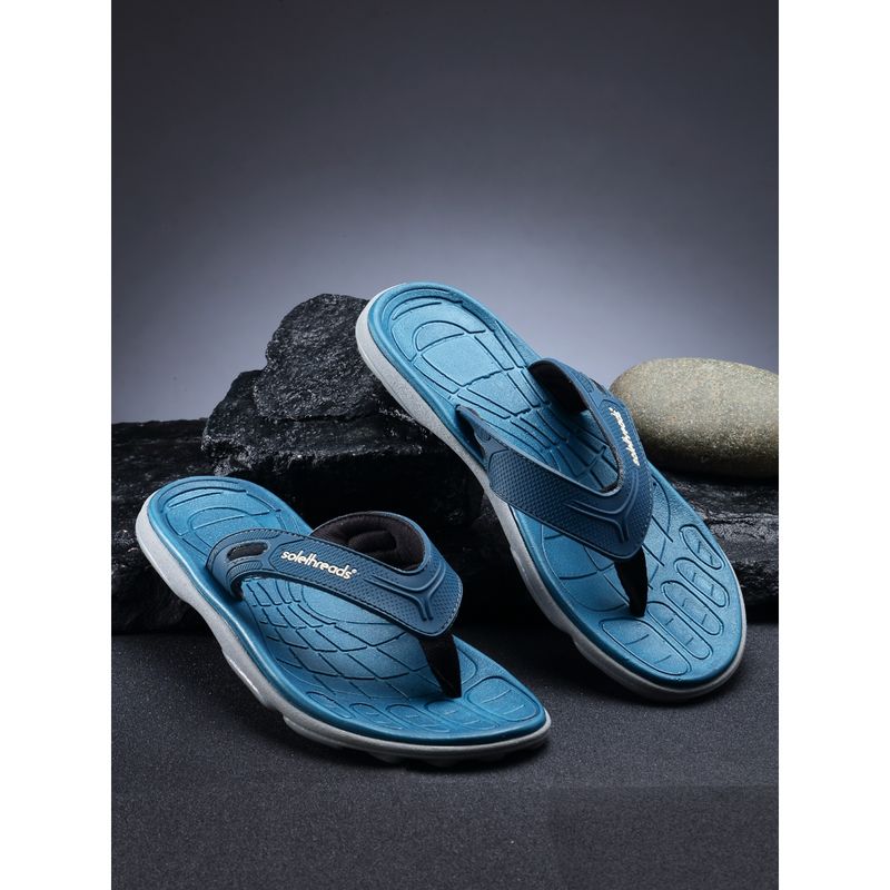 SOLETHREADS Stark Teal Solid Men Flipflops (UK 7)