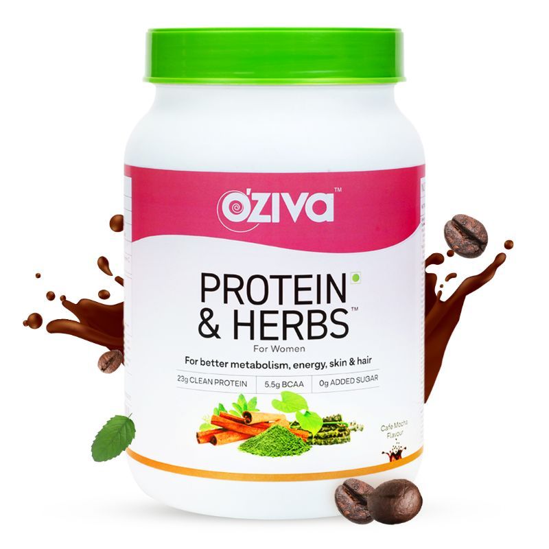 OZiva Protein & Herbs Women with Multivitamins for Better Metabolism Skin & Hair, Cafe Mocha