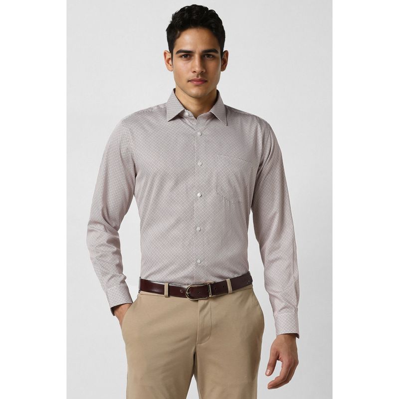 Van Heusen Men White Regular Fit Print Full Sleeves Wedding Shirt (40)