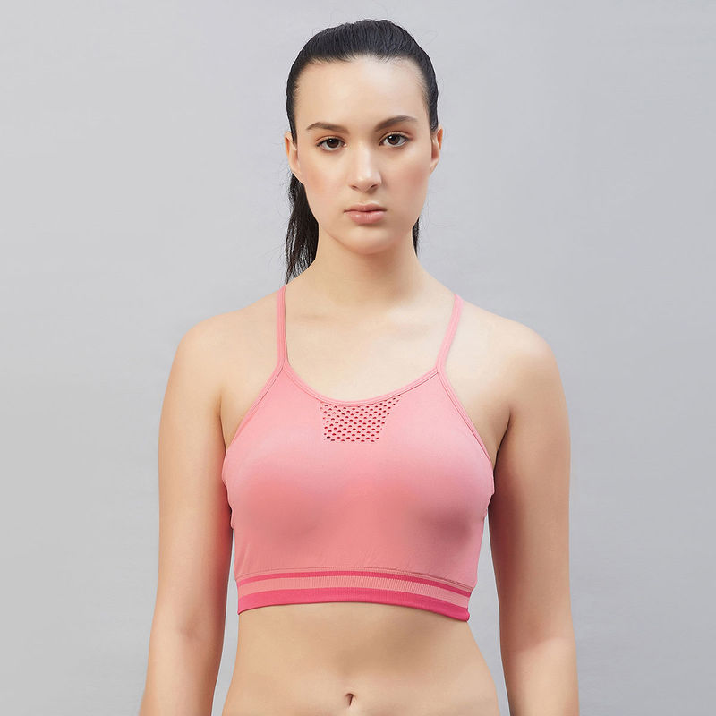 C9 Airwear Womens Tea Rose Sports Bra With Thin Straps And Mesh (S)
