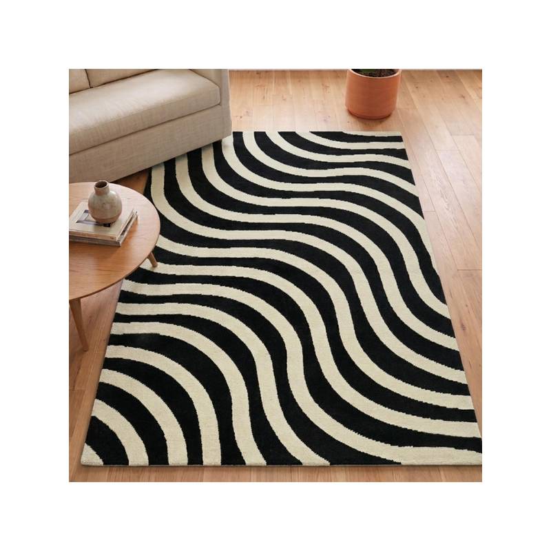 Saral Home Epal Modern Wavy Line Polyester & Olefin Bcf Yarn Carpet (4x6 feet)