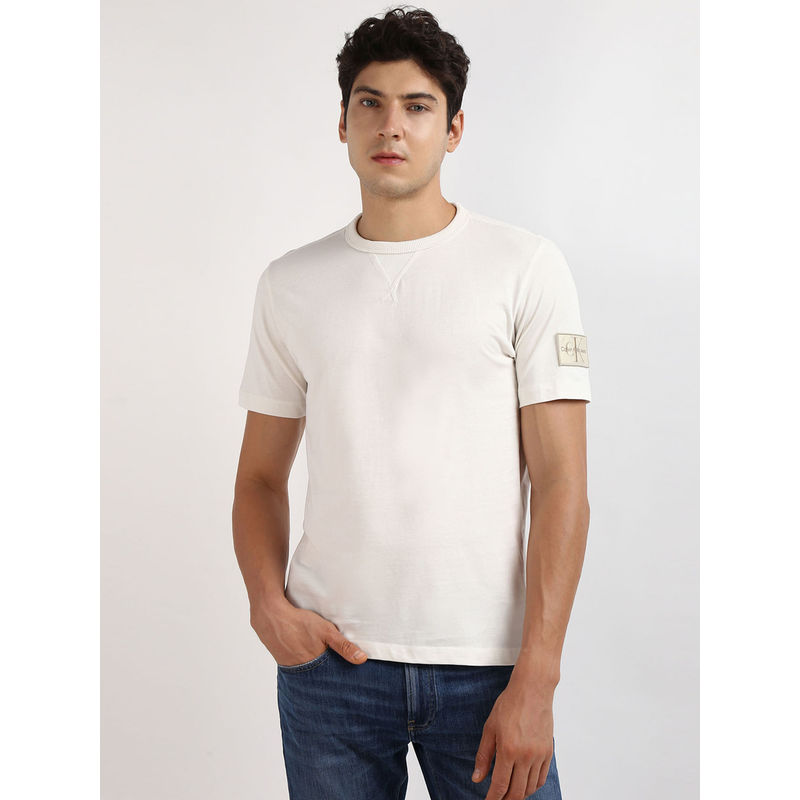 Calvin Klein Men White Color T-Shirt (M)