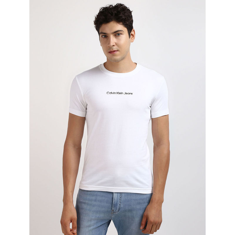Calvin Klein Men White Color T-Shirt (L)