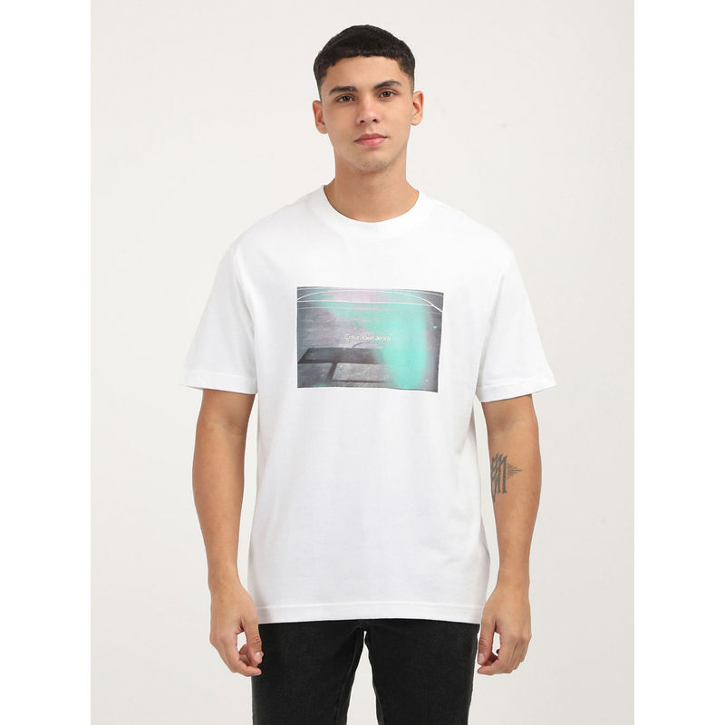 Calvin Klein Men White Color T-Shirt (S)