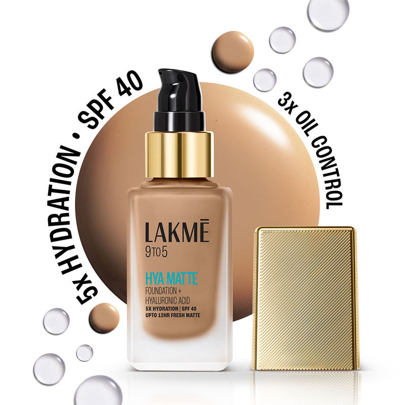 Lakme 9 To 5 Hya Matte Foundation + Hyaluronic Acid, Hydrated Matte Finish Upto 12Hr Cool Walnut