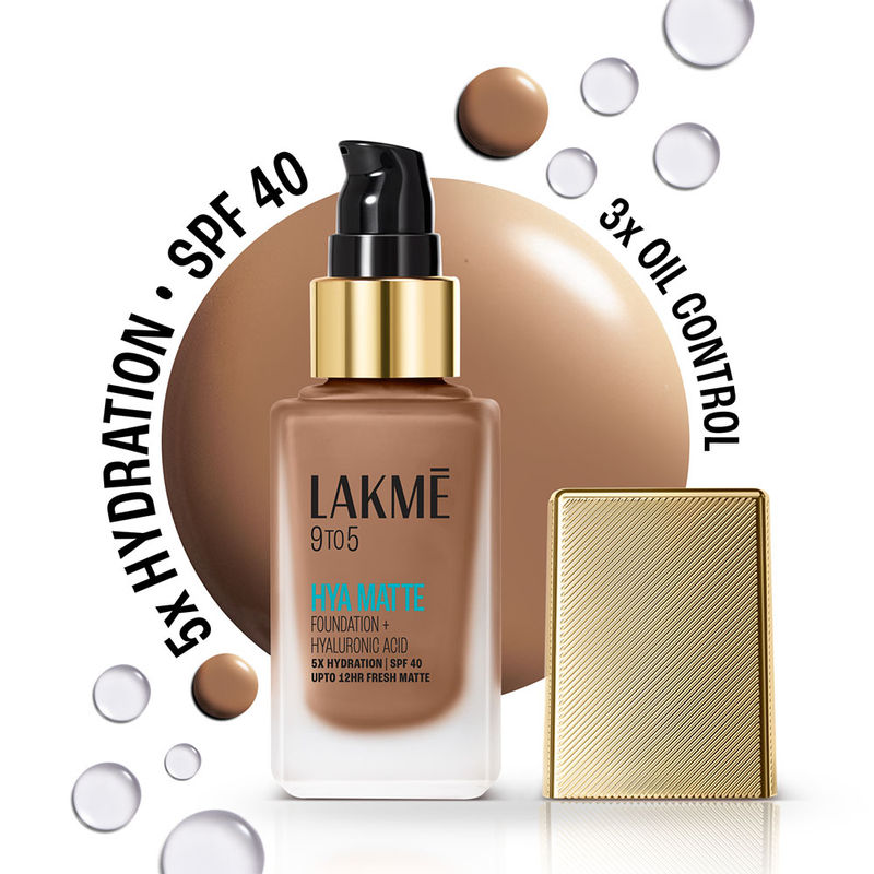 Lakme 9 To 5 Hya Matte Foundation + Hyaluronic Acid, Hydrated Matte Finish Upto 12Hr Cool Cocoa