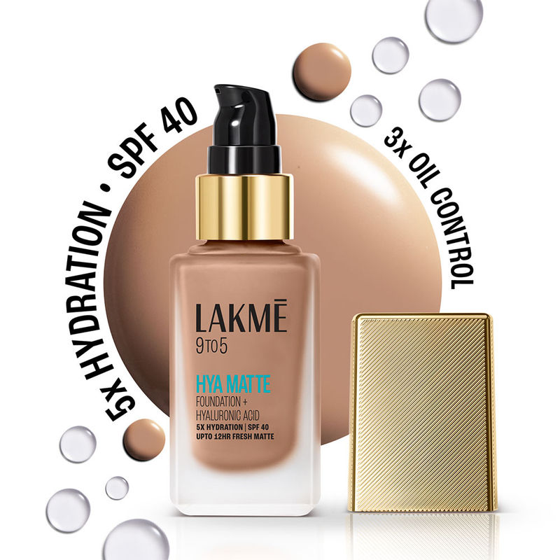 Lakme 9 To 5 Hya Matte Foundation + Hyaluronic Acid, Hydrated Matte Finish Upto 12Hr Cool Mocha