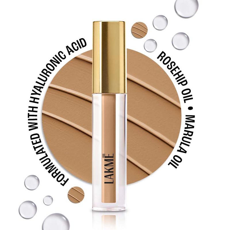 Lakme 9 To 5 Hya Matte Liquid Concealer With Hyaluronic Acid & Rosehip Oil - Almond