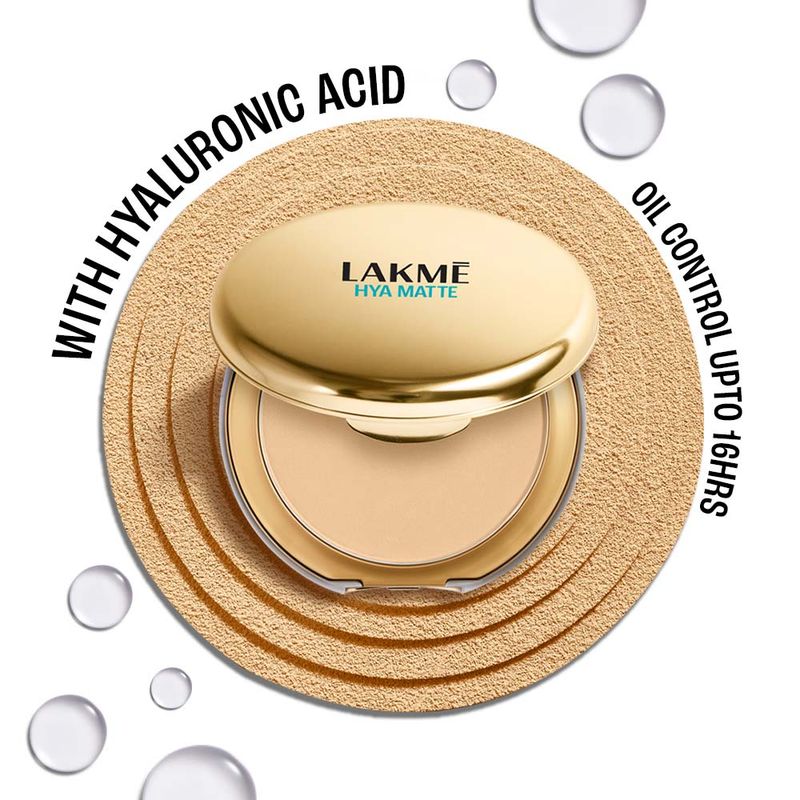Lakme 9 To 5 Hya Matte Pressed Powder With Hyaluronic Acid For 16hr Oil Control - Sand