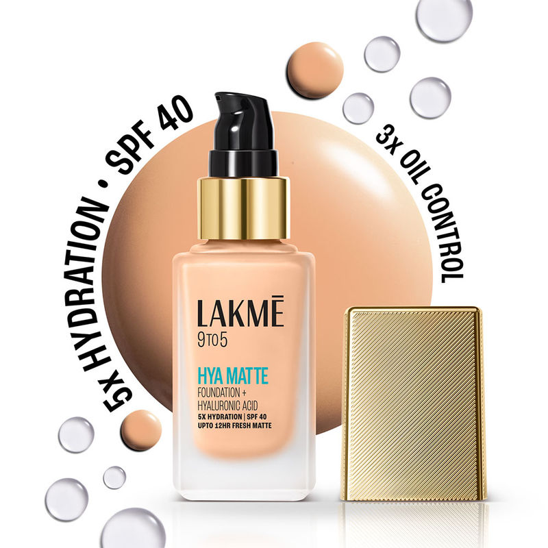 Lakme 9 To 5 Hya Matte Foundation + Hyaluronic Acid, Hydrated Matte Finish Upto 12Hr Cool Ivory