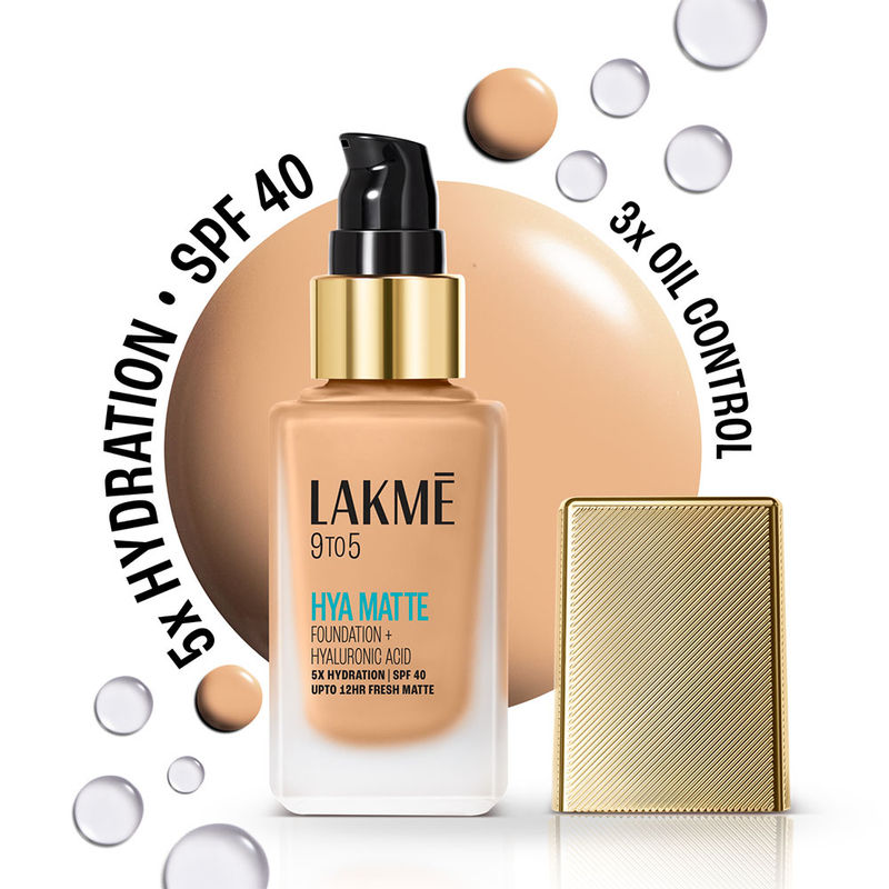Lakme 9 To 5 Hya Matte Foundation + Hyaluronic Acid, Hydrated Matte Finish Upto 12Hr Cool Rose