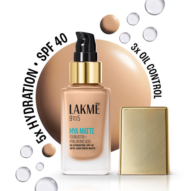 Lakme 9 To 5 Hya Matte Foundation + Hyaluronic Acid, Hydrated Matte Finish Upto 12Hr Neutral Nude