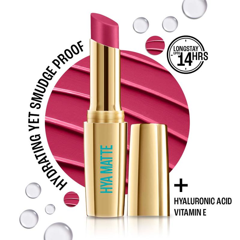 Lakme 9to5 Hya Matte Hydrating Lipstick With Hyaluronic Acid For 14Hr Long Stay Hustling Pink