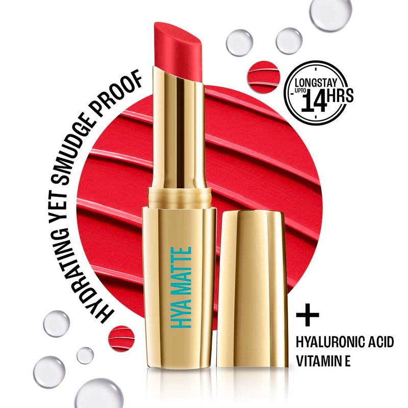 Lakme 9to5 Hya Matte Hydrating Lipstick With Hyaluronic Acid For 14Hr Long Stay Red Alert