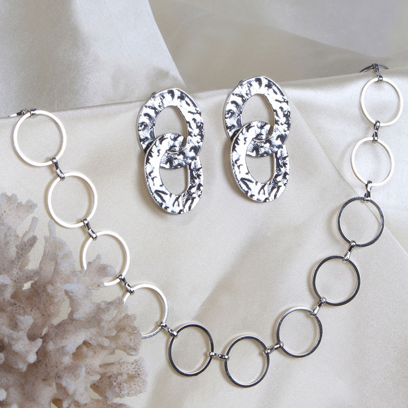 Buy Ayesha Silver Toned Contemporary Jewelry Set Online