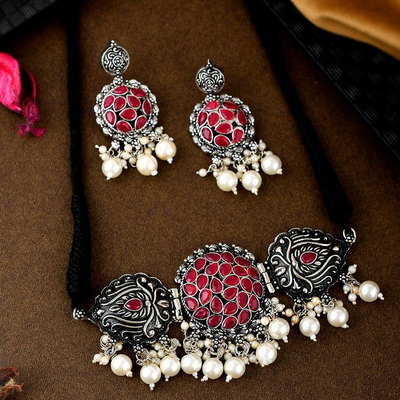 Red oxidised sales jewellery