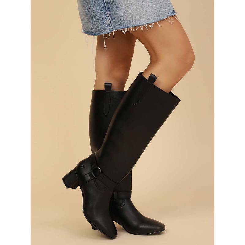 Yoho Women Black Glitch Z Boots with Detachable Sleeves (UK 3)